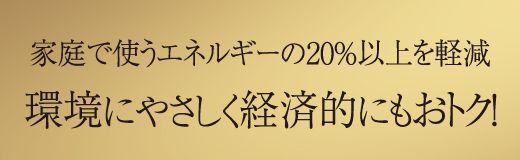 家庭で使うエネルギーの20％以上を軽減環境にやさしく経済的にもおトク！